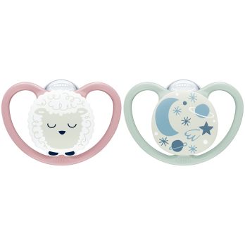 Set de 2 Chup. Space Luminoso 0-6m Oveja/Galaxia